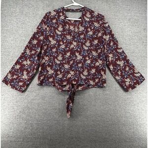 Madewell Bell Sleeve Blouse Tie Front Women Small Small Floral Casual Summer